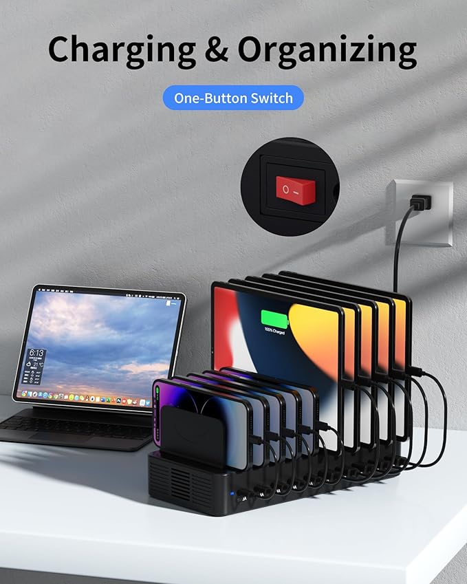 100W Charging Station for Multiple Devices, 10-Port USB Fast Charging Station - Image 7