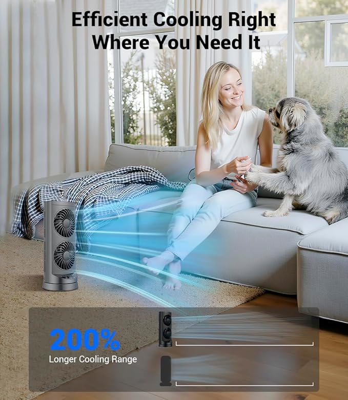 Personal Tower Fan for Bedroom, Portable Desk Table Fan，3 Speeds Cooling - Image 2