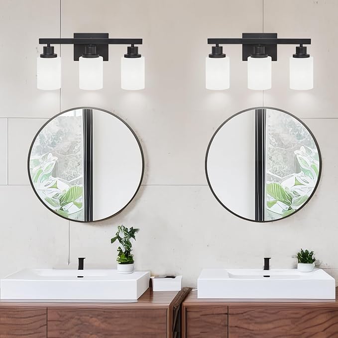 DIKAIDA 3-Light Bathroom Light Fixtures Over Mirror, Modern Matte Black Vanity - Image 6