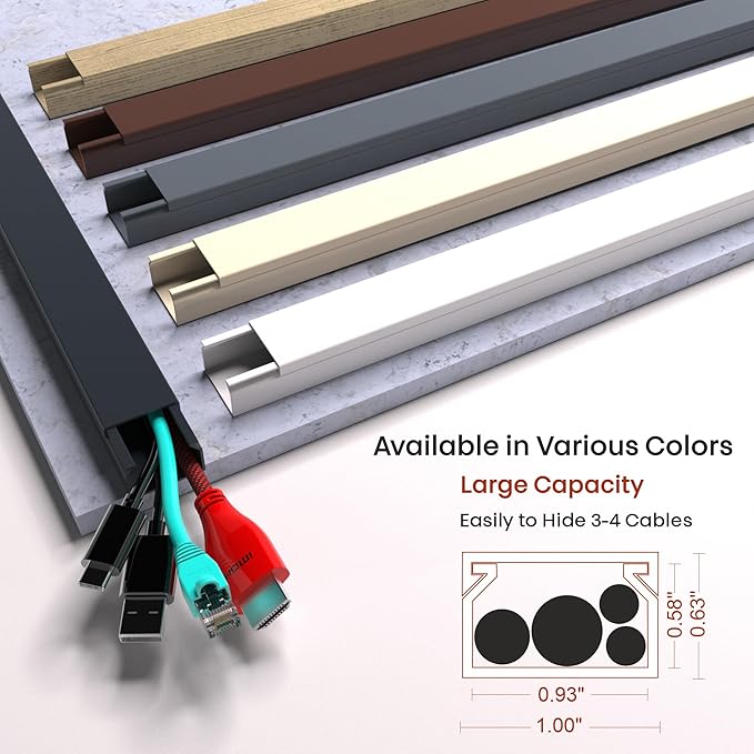Black Cord Hider Cable Raceway - 315in Wire Cover - Image 3
