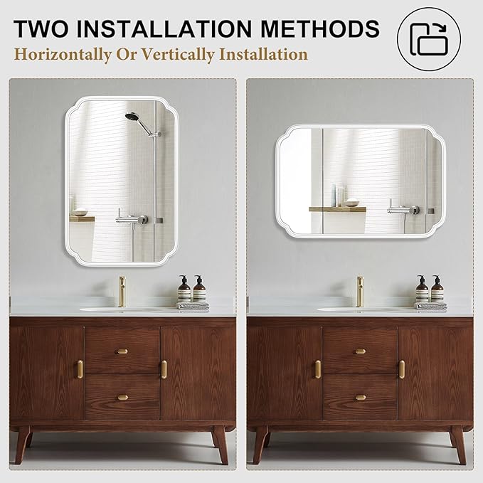 White Bathroom Mirror for Over Sink 24×36 Inch - Image 6