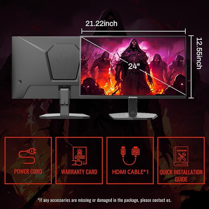 SANSUI 24 Inch Gaming Monitor 200Hz 180Hz 1Ms FreeSync HDR 110% sRGB FHD 1080P - Image 9