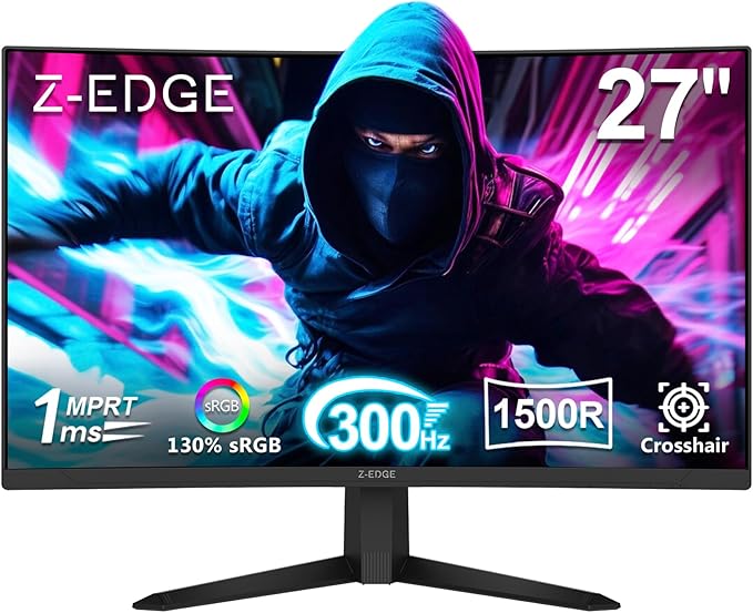Z-Edge 27 inch Curved Gaming Monitor, FHD 1080P 300Hz 280Hz 240Hz Curved by ZZ-EDGE