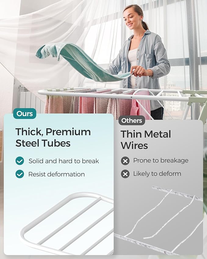 SONGMICS Clothes Drying Rack, Foldable 2-Level Laundry Drying Rack, - Image 8
