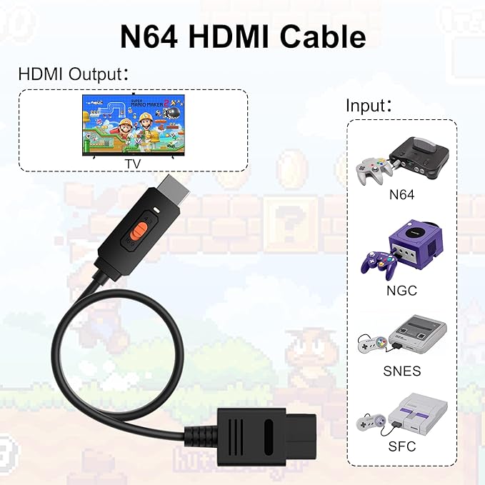 Azduou Gamecube /N64 HDMI Adapter Supports 4:3 and 16:9 Aspect Ratio Switching - Image 2