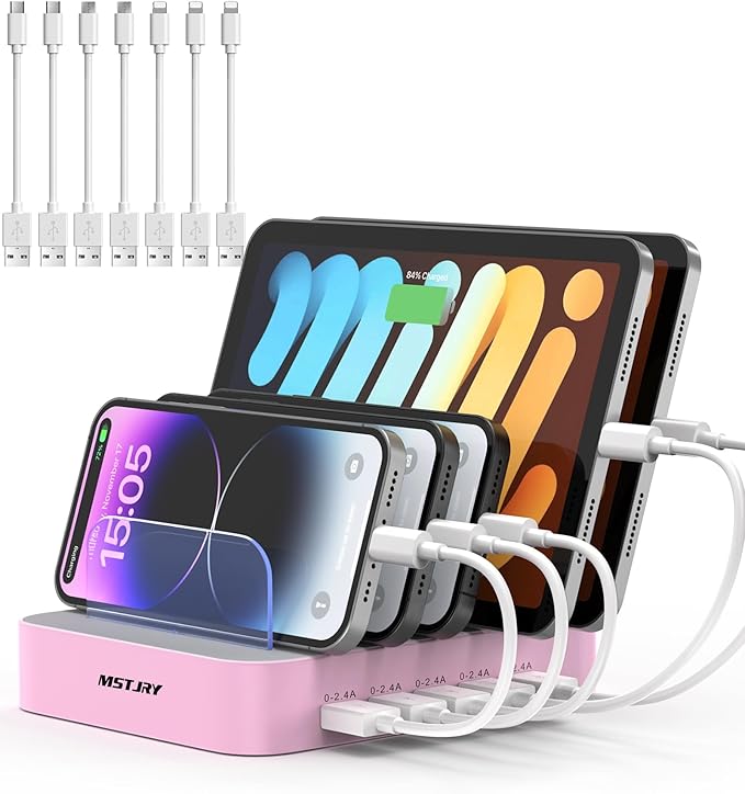 MSTJRY Charging Station for Multiple Devices : 5 Port Multi USB-A Charger by MSTJRY