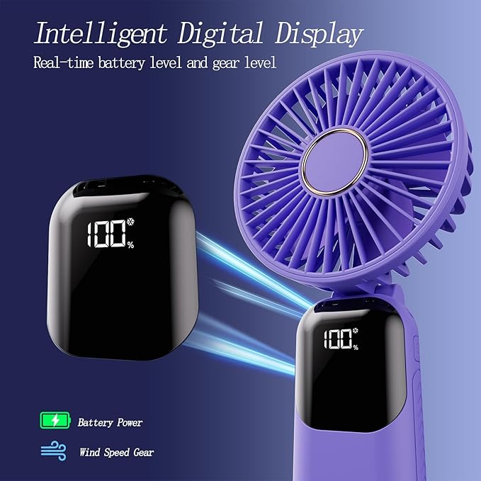 GOCKERA Portable Fan, 4200mAh Battery Operated Fan, 5 Speeds&Digital Display - Image 4