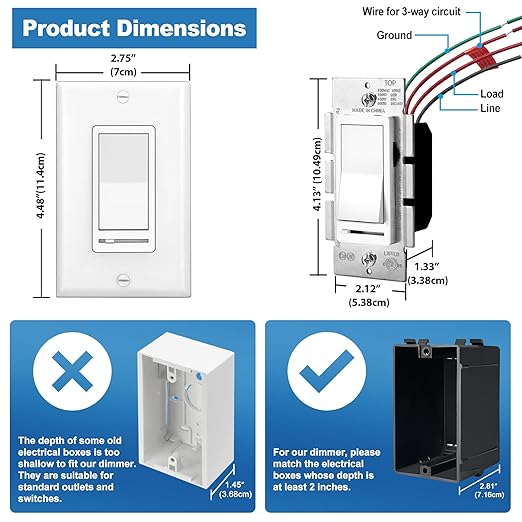 BESTTEN 20 Pack Dimmer Light Switch, Compatible - Image 8