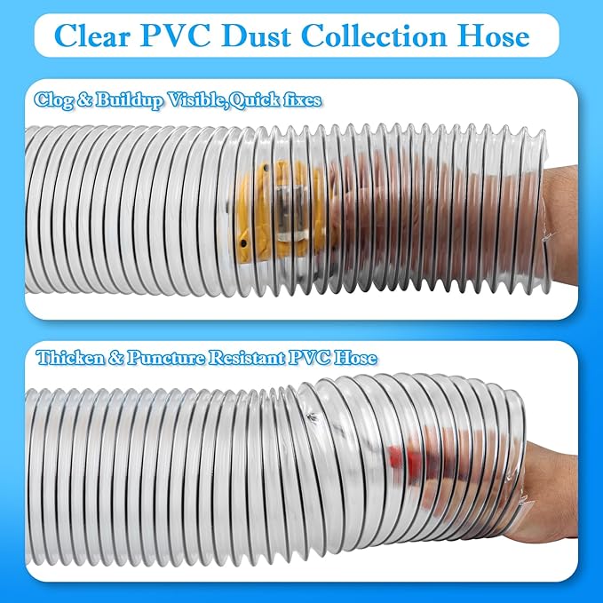 PVC Dust Collection Hose 2-1/2"x20', 2.5 Inch Dust Collector Vacuum Hose - Image 3