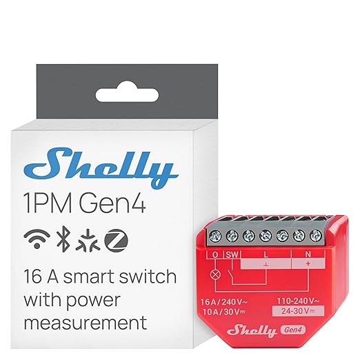 Shelly 1PM Gen4 | Wi-Fi, Matter Smart Relay Switch by Shelly