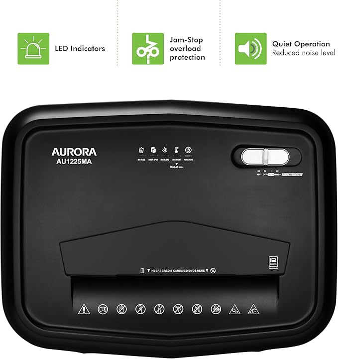 Aurora AU1225MA High-Security 12-Sheet Micro-Cut Paper and CD/Credit Card - Image 5