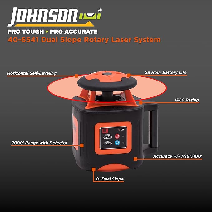 Johnson Level & Tool 40-6541 High Accuracy Dual Slope Rotary Laser System - Image 4