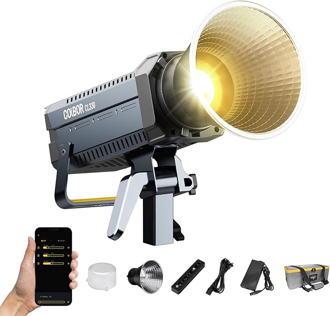 Video Light, COLBOR CL330 330W Continuous Lighting 2700-6500K Bi-Color CRI96+ 65 by COLBOR