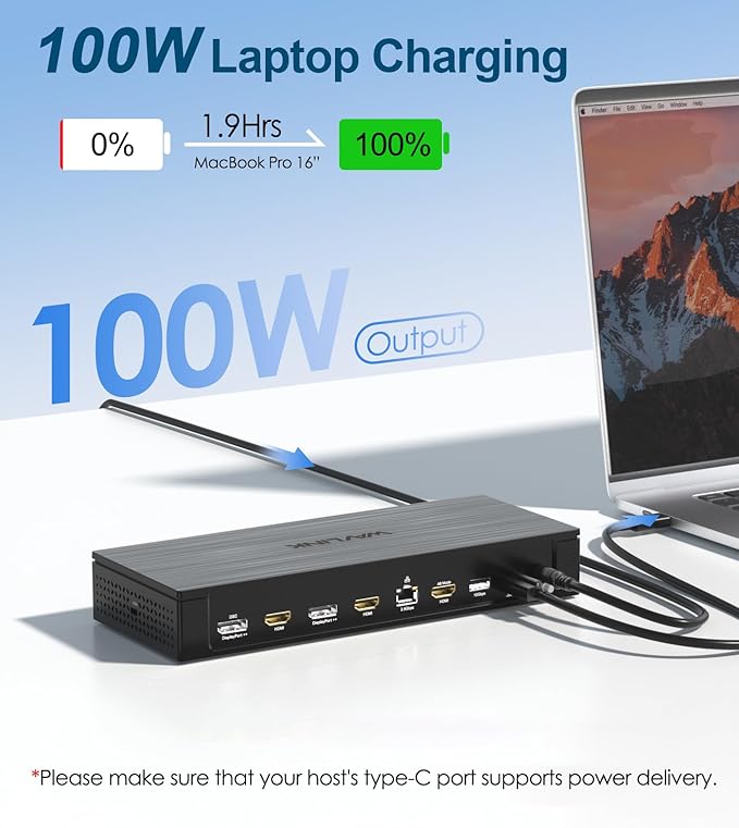 WAVLINK Pro Docking Station 5 Monitors, PD100W DisplayLink Dock Support Five 4K - Image 4