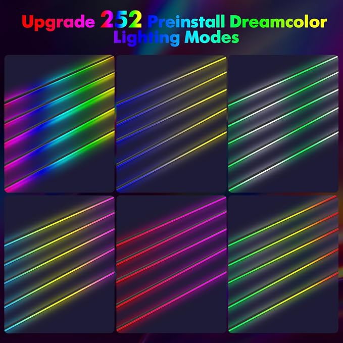 New Version Dreamcolor Acrylic Interior Car Lights 6 in 1 RGB LED Strip Lights - Image 4