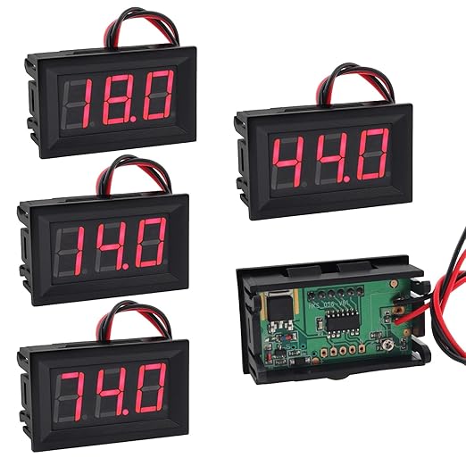 DiGiYes 5 Pack DC 5-120V Digital Mini Voltmeter 2 Wire 0.56 inch LED Display by DiGiYes