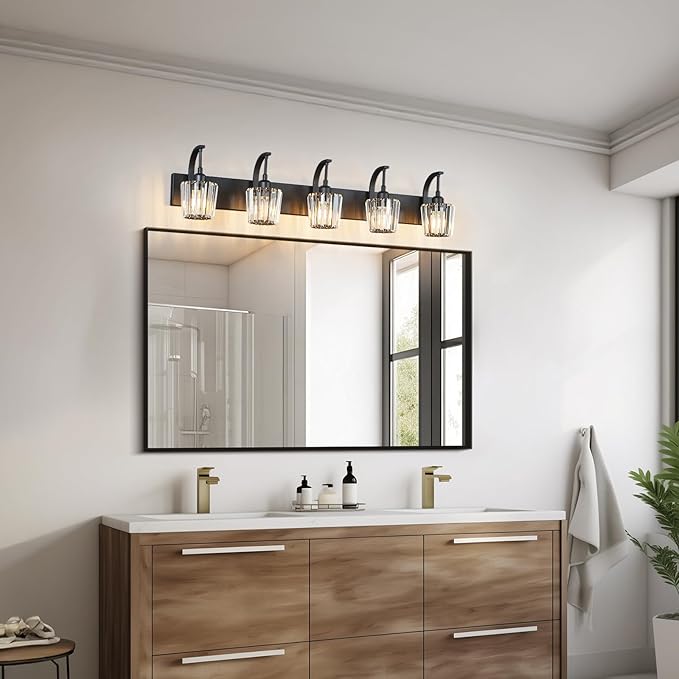 FDPBY Modern Bathroom Vanity Light, 5-Light Black Wall Sconce - Image 7