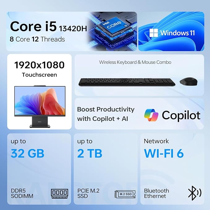 Lenovo IdeaCentre I All-in-One PC, Intel Core i5-13420H, 16GB DDR5 RAM - Image 2