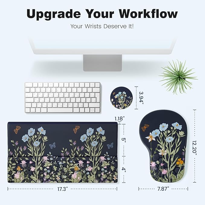Ospelelf Ergonomic Mouse Pad and Keyboard Stand Wrist Rest Set, Memory Foam - Image 6