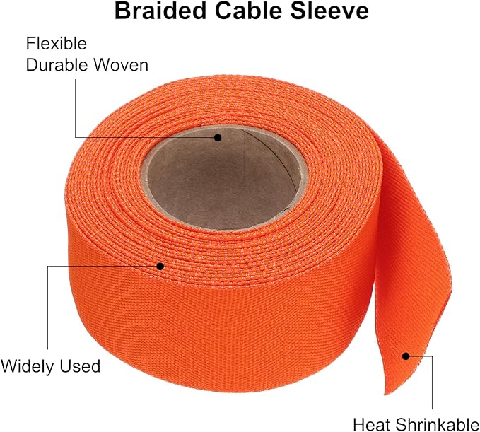 MECCANIXITY Braided Cable Sleeves Heat Shrinkable Fabric Sleeving, 1 9/16" 26ft - Image 4