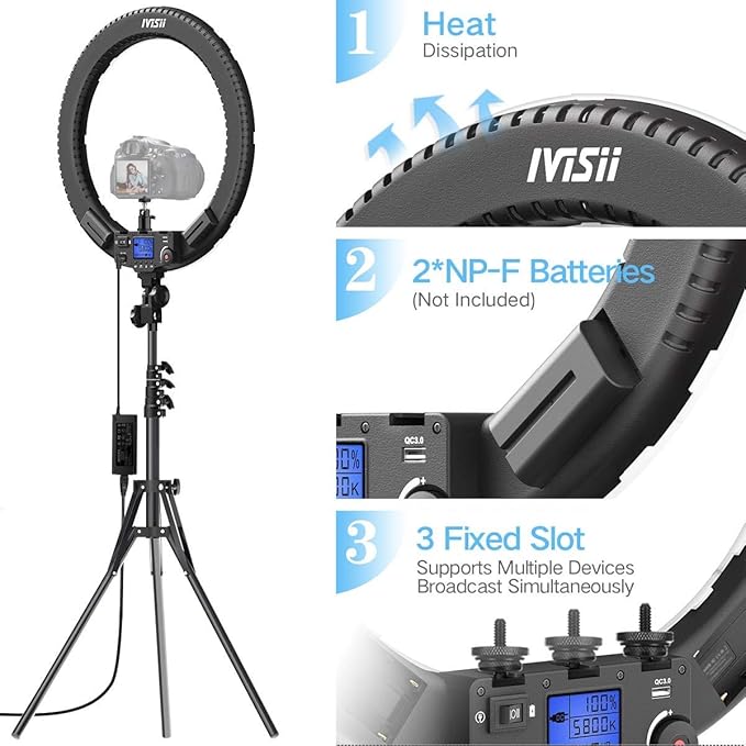 IVISII 19 inch Ring Light with Remote Controller and Stand ipad Holder - Image 3