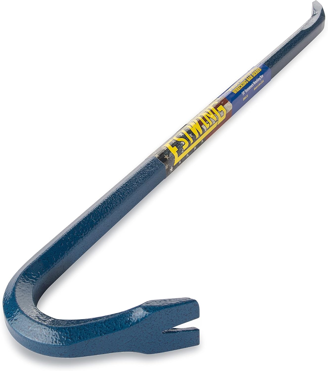 ESTWING Gooseneck Wrecking Bar - 3/4" x 24" USA Made Pry Bar with Angled Chisel End & Forged Steel Construction - EWB-24 | Made in USA, High Leverage Design, Chisel End, Slotted Hook End, Forged In One Piece