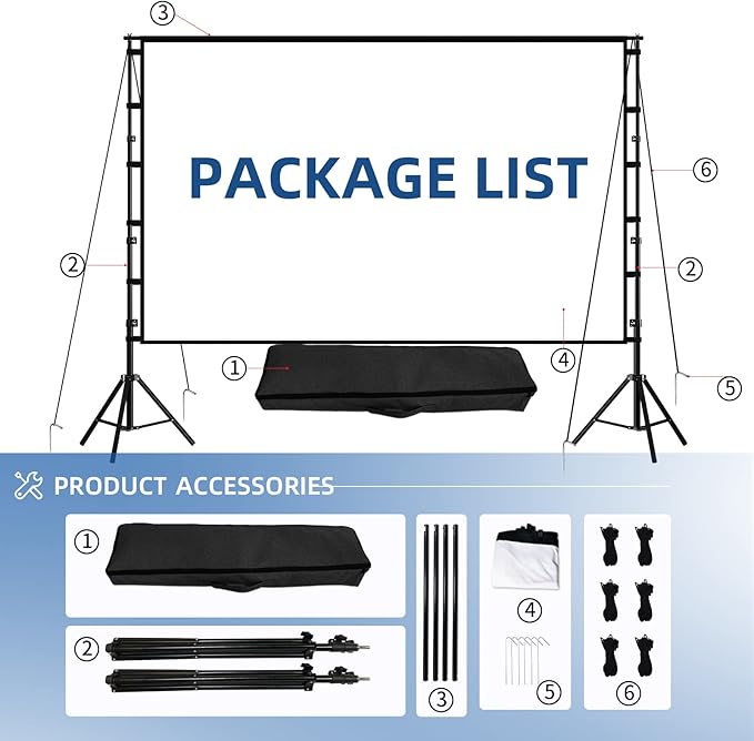 TOWOND Projector Screen and Stand, 120 inch Outdoor Projection Screen, Portable - Image 7