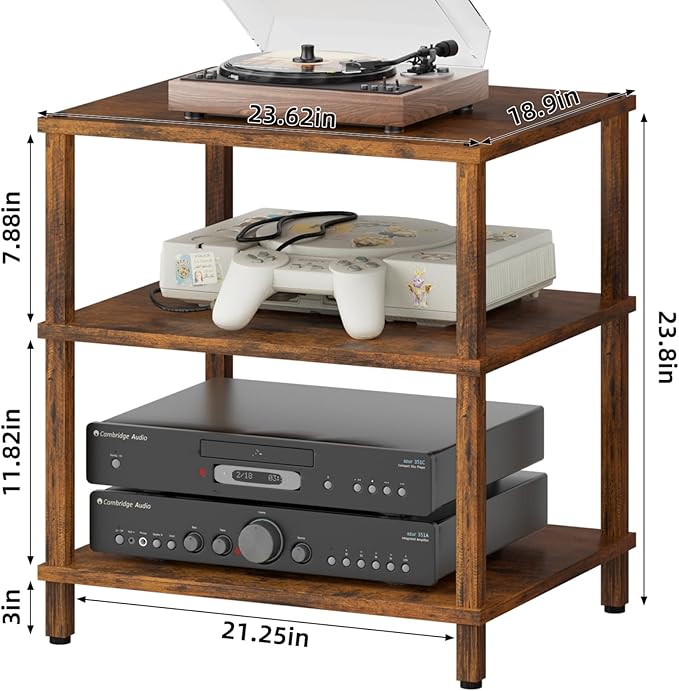 LELELINKY 3-Tier AV Media Player Stand Set of 2, Wooden TV Stand, Game Console - Image 3