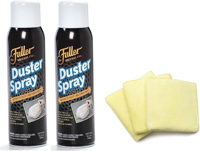 Fuller Brush Duster Spray and Microfiber Cloth Bundle – 3 Microfiber Cloths – by FullerBrush