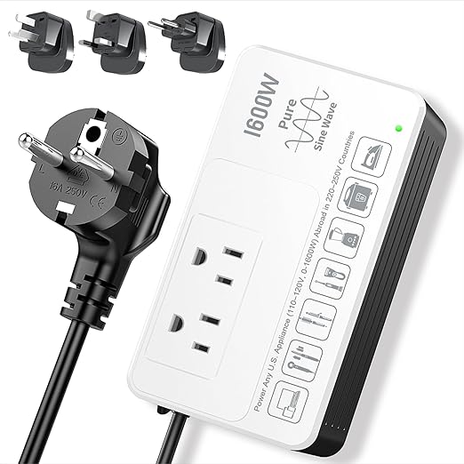 HYTED 1600W 220V to 110V Voltage Converter, Universal Power Plug Adapter by Hyted