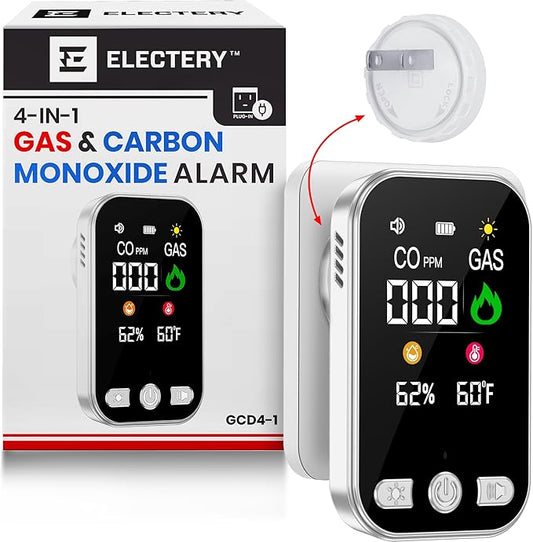 4‑in‑1 Upgraded Natural Gas Leak Detector & Carbon Monoxide Detectors Plug‑in by ELECTERY