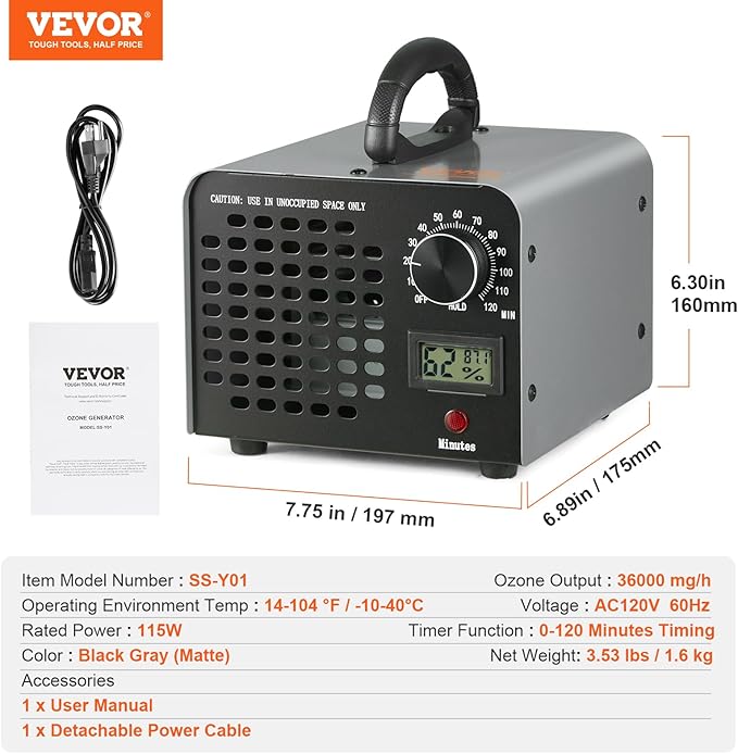 VEVOR Ozone Generator, 36000mg/h Ozone Machine, High Capacity - Image 7