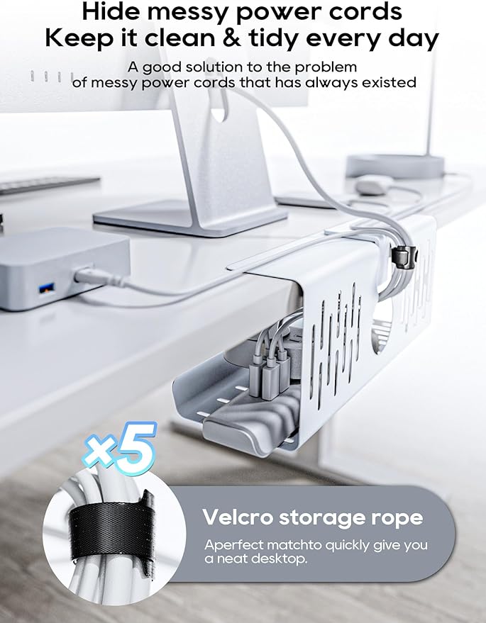 NODOCA No Drill Under Desk Cable Management Tray, Punch-Free Clamp on, Metal - Image 3