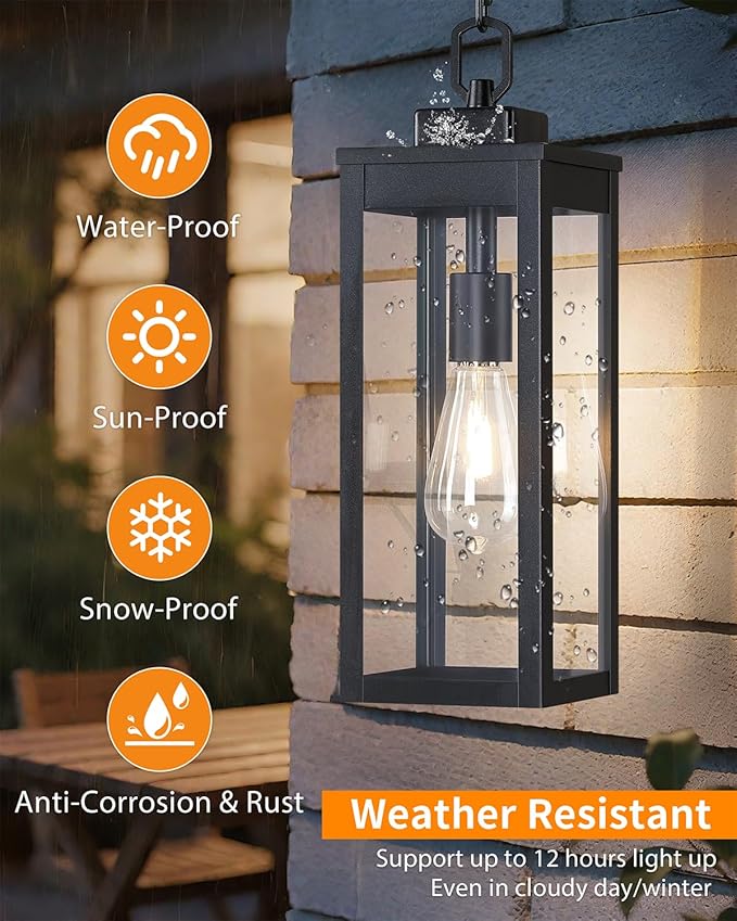 15'' Large Solar Pendant Light Outdoor, Modern Outside Chandelier Outdoor - Image 3