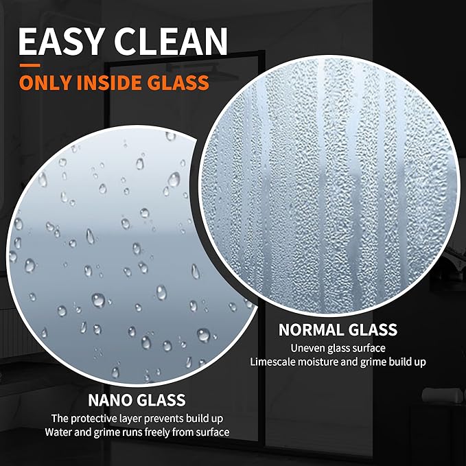 Shower Door 34" X 74" Clear Tempered Fluted Glass Framed Shower Screen Shower - Image 7