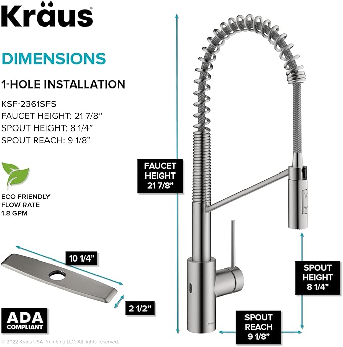 KRAUS Oletto Touchless Sensor Commercial Pull-Down Single Handle Kitchen Faucet - Image 5