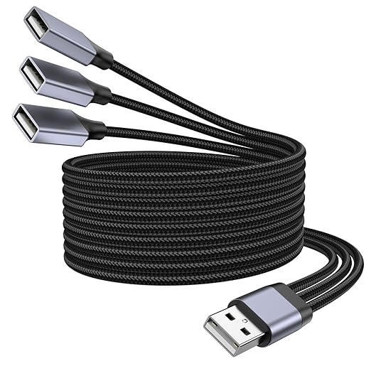 KAYQINHO 6.6FT USB A Male to 3 Female Cable, USB Splitter Cable by Audioadapter