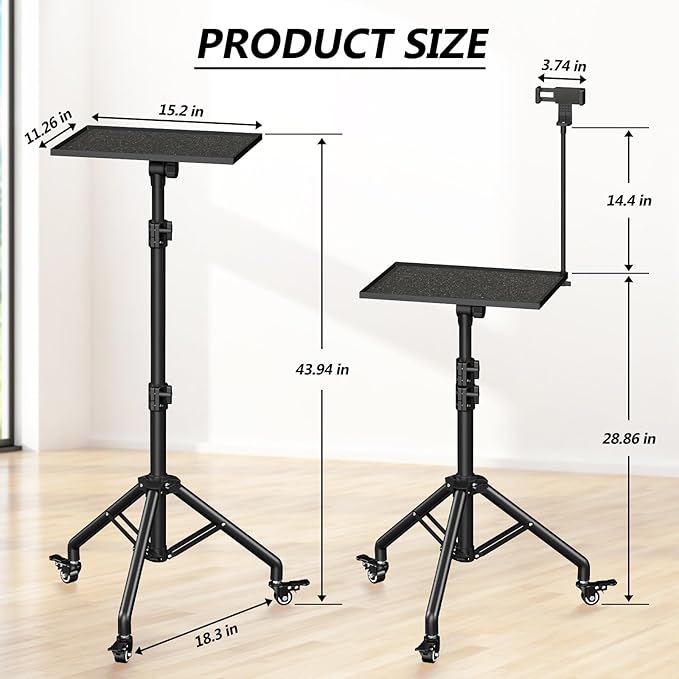 Facilife Projector Stand Tripod on Wheels, Adjustable Height 29-44 Inches - Image 6