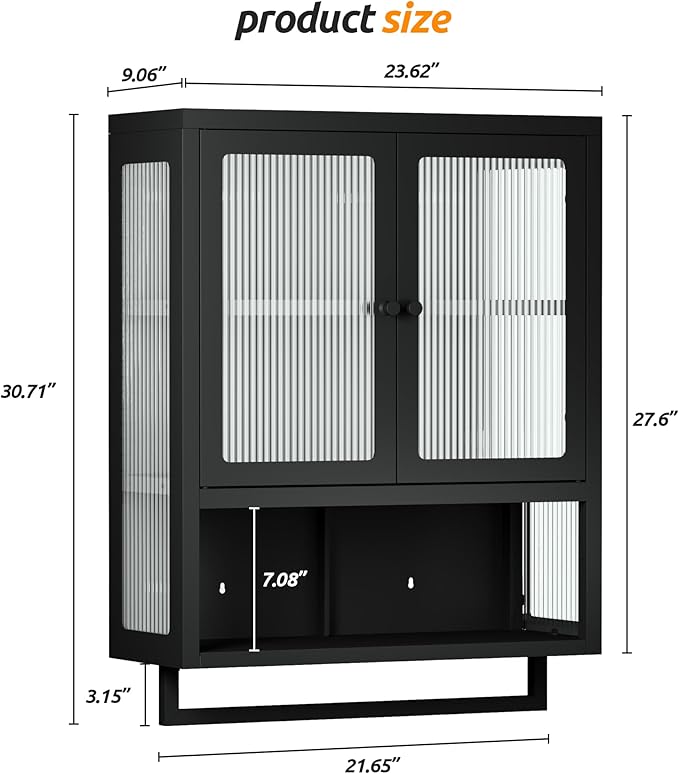 Bathroom Wall Cabinet, Over The Toilet Space Saver Storage Cabinet, Medicine - Image 7