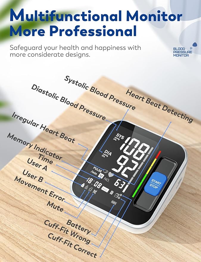 Blood Pressure Monitors for Home Use Upper Arm, Accurate Cuff 8.7”-15.7” Monitor - Image 4