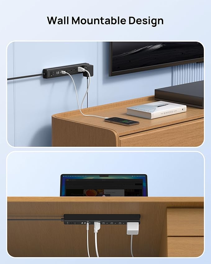 TROND 360° Rotating Plug Surge Protector Power Strip, Flat Plug Power Strip - Image 6