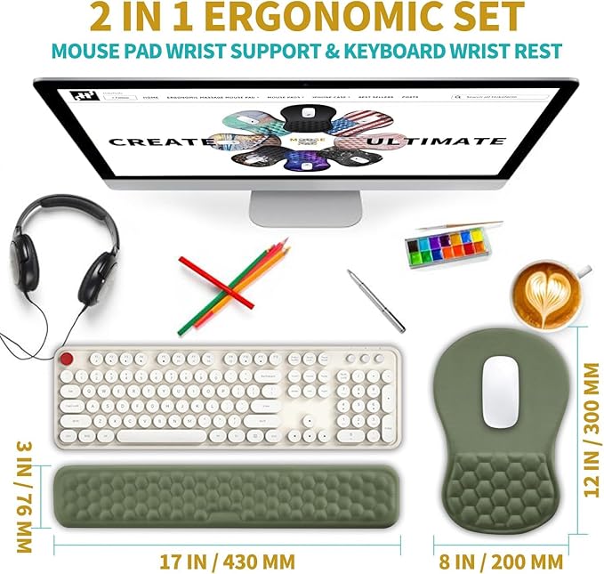 Hokafenle 2 in 1 Ergonomic Mouse Pad Wrist Support & Wrist Rest - Image 2