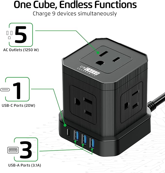 Cube Power Strips with Surge Protection, 6ft Extension Cord with Multiple - Image 5
