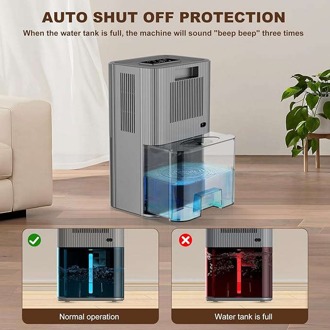 Aerbyon Dehumidifiers for Home 95 OZ Water Tank Dehumidifier for Bathroom - Image 4