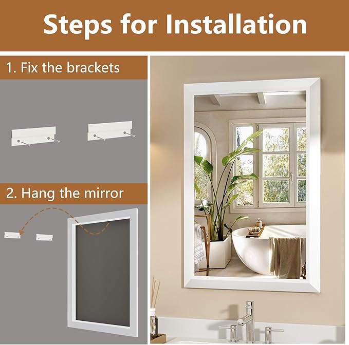 SMIROR Matte White Bathroom Mirror - Image 4