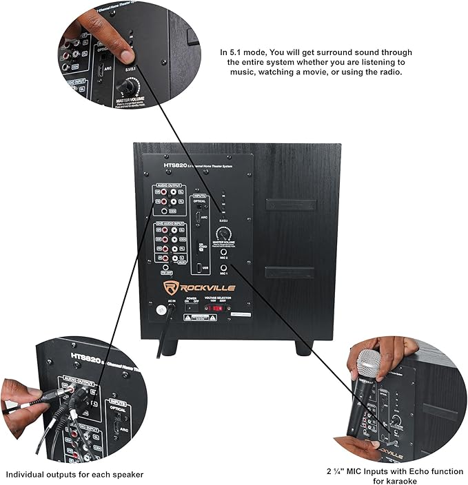 Rockville HTS820 1500W 5.1 Channel Home Theater System - Image 6