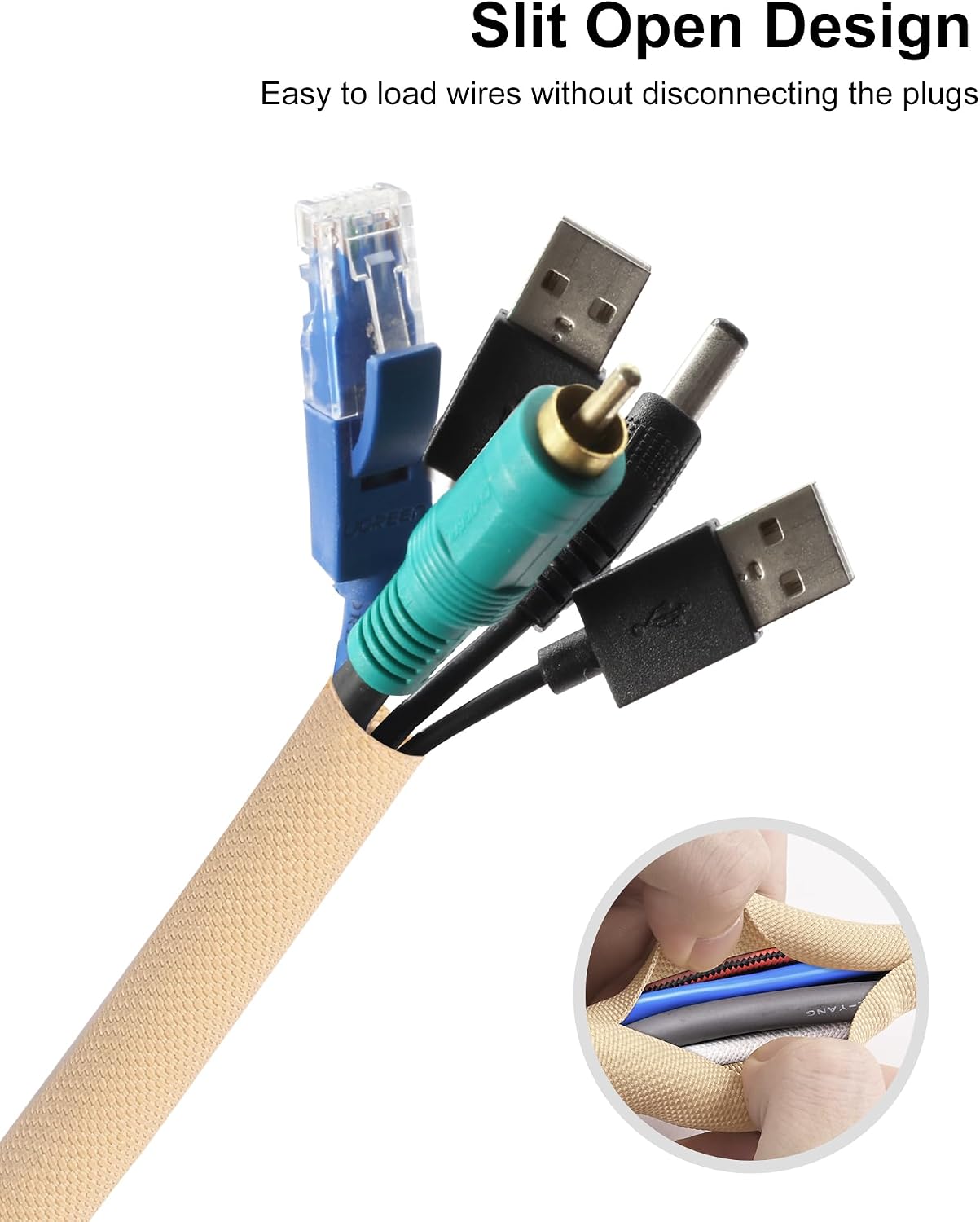 Secbolt Cord Protectors from Pets No Chew, 10FT - 1/2 Inch, Beige | Durable Cord Covers for Pets, Bite-Resistant Wire Protector for Cats, Dogs, Rabbits