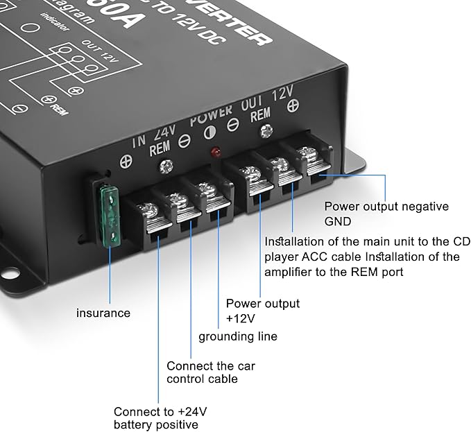MEIRIYFA DC 24v to 12v 60A Power Converter Inverter, DC Step Down 24v to 12v - Image 2
