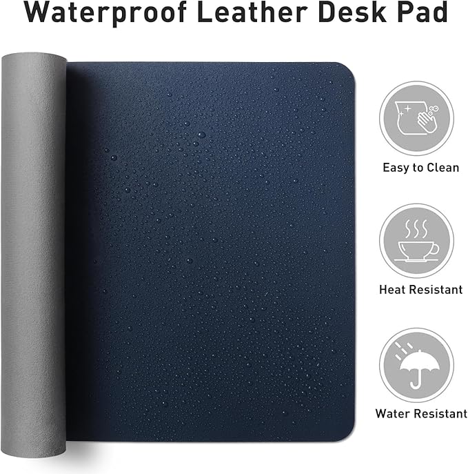 Aothia Faux Leather Desk Mat – Large Mouse Pad, Non-Slip PU Leather Blotter - Image 7