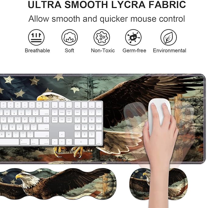 Ergonomic Keyboard Wrist Rest & Mouse Pad Wrist Rest Set, Large Gaming Desk Mat - Image 3